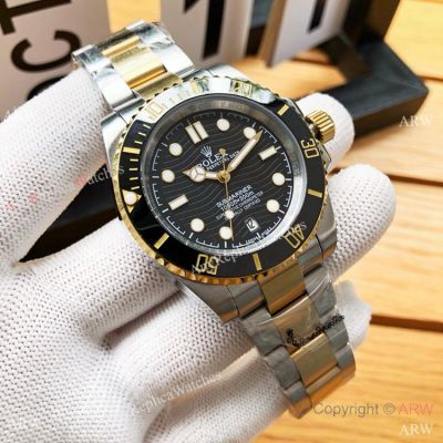 Rolex Submariner Date Copy Watches Two Tone Black Ceramic Bezel 40mm